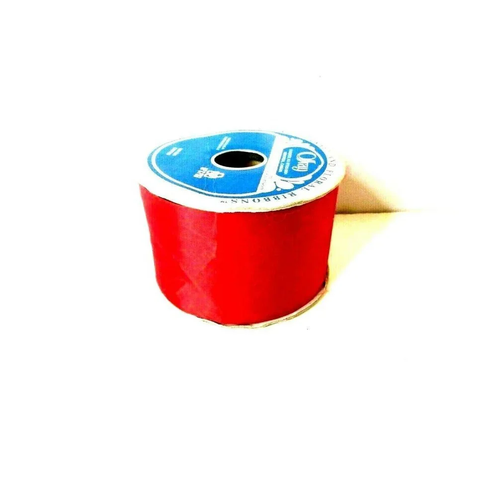 VTG Large Roll Solid Red Offray Satin Ribbon Christmas Valentines 2.5
